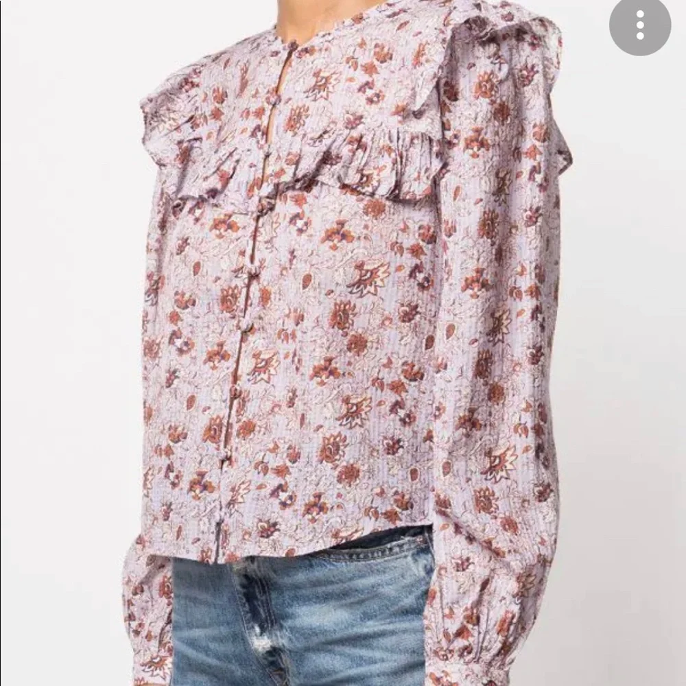 Veronica Beard Lavender Purple Ruffled Floral Long Sleeve Blouse Medium - Picture 9 of 12